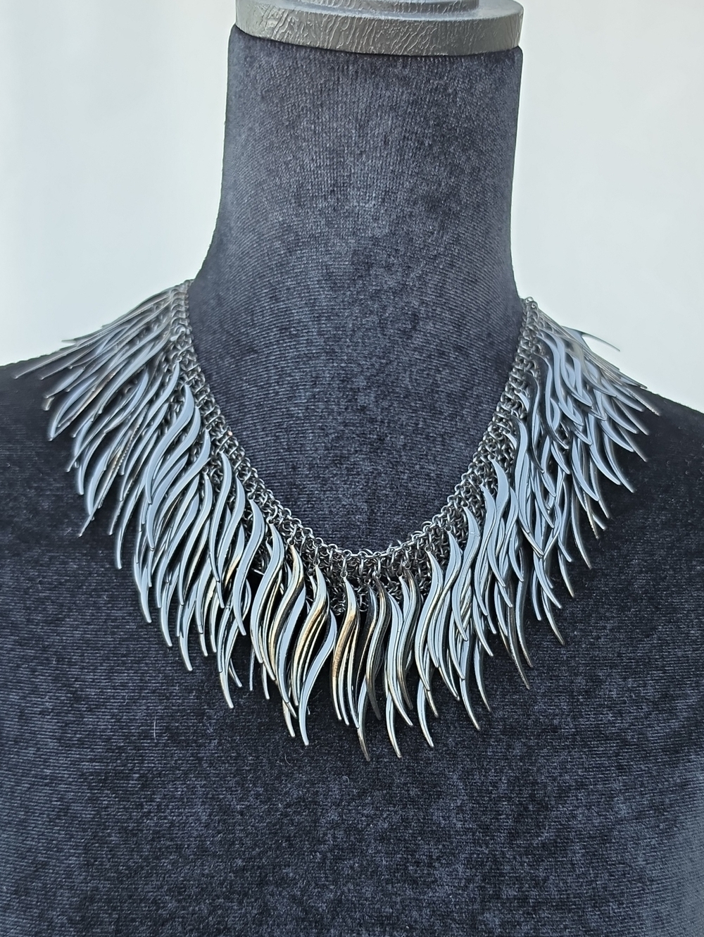 Silver Fringe Statement Necklace - Women Jewelry